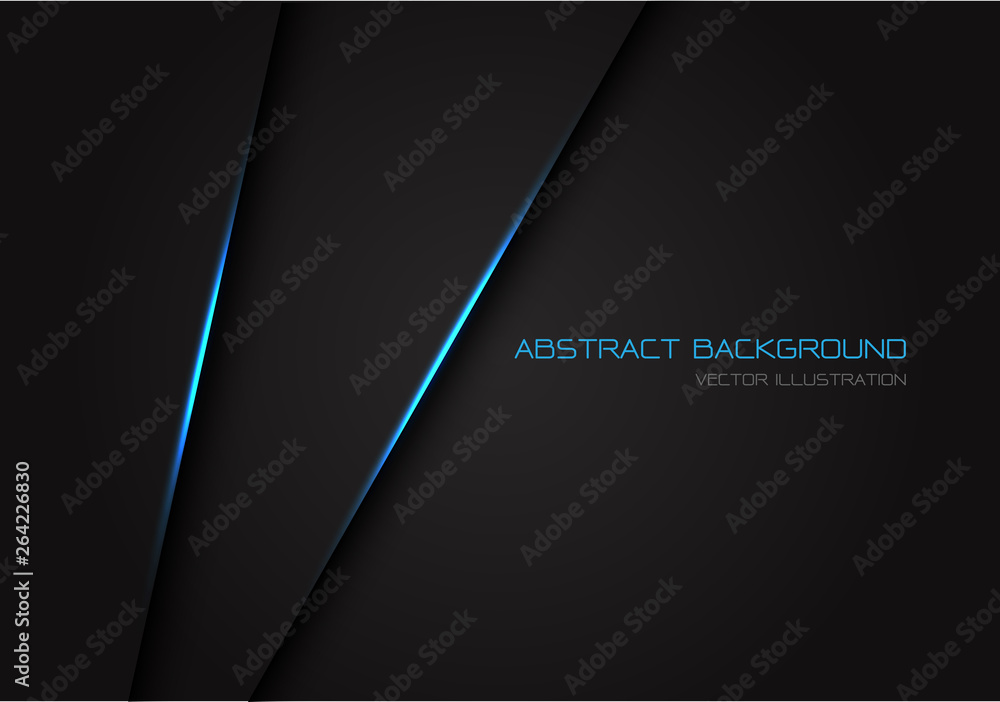 Wall mural abstract dark grey with blue light line on blank space for text design modern luxury futuristic back