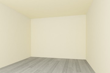 empty room ,cream wall with wood floor ,3d interior