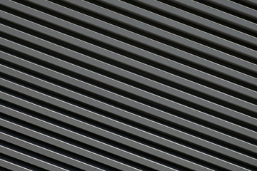 Gray facade made of corrugated sheet metal background, Modern wall of sheet metal house