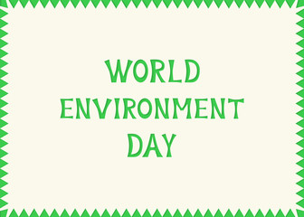 Vector illustration with inscription World Environment Day in paper carving style, green background. Ecology theme, Earth day, eco friendly concept. 3d paper cut design.
