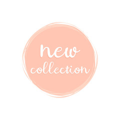 Vector illustration of inscription New Collection on white background. Promotional  isolated lettering typography poster for invitation, coupon, blog icon, card, shopping mall, banner. EPS 10