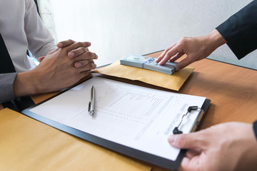 Company employees have been corrupt by bringing money to the company's human resources department. To allow him to be promoted to manager