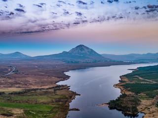 Fototapeta na wymiar Sunset above mount errigal and Lough Nacung Lower , County Donegal - Ireland