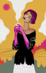 silhouette of girl in a dress