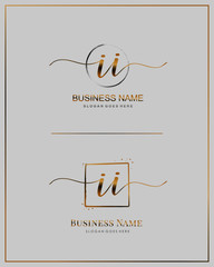Initial I II handwriting logo vector. Letter handwritten logo template.