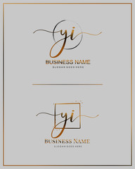 Initial Y I YI handwriting logo vector. Letter handwritten logo template.