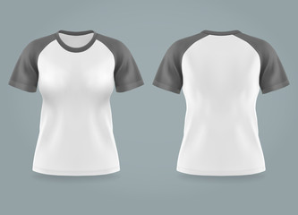 Isolated front and back view on women t-shirt