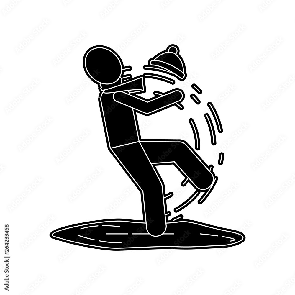 Poster man falls on ice icon. element of winter for mobile concept and web apps icon. glyph, flat icon for 