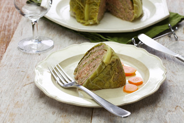 chou farci, stuffed cabbage, traditional french cuisine