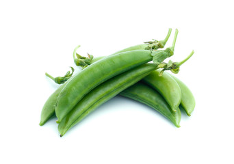 Fresh peas isolated on white background