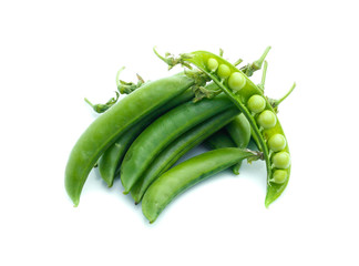 Fresh peas isolated on white background