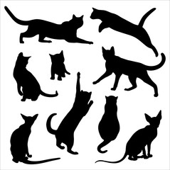 Cats silhouette vector set black cat