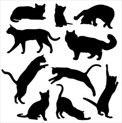 Cats silhouette vector illustration set