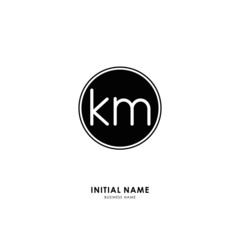 K M KM Initial logo letter with minimalist concept. Vector with scandinavian style logo.