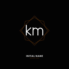 K M KM Initial logo letter with minimalist concept. Vector with scandinavian style logo.