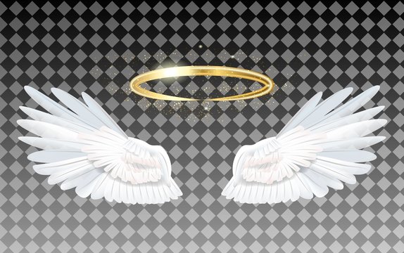 Angel wings icon with nimbus