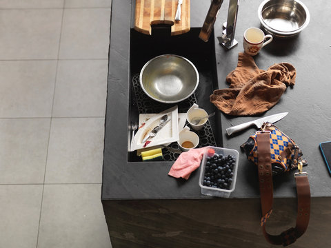 Overhead Shot Of A Messy Kitchen