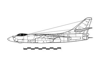 Douglas A-3 Skywarrior. Outline drawing