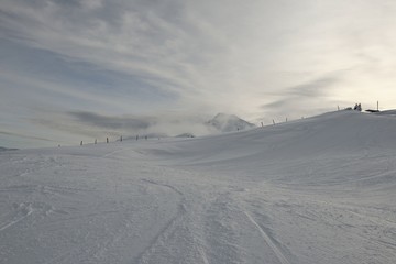 Fototapeta na wymiar Racines-Jaufen ski center, Trentino, Italy, winter Dolomiten Alps