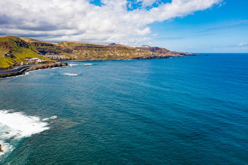 Obraz premium Aerial photo of summer beach and sea 