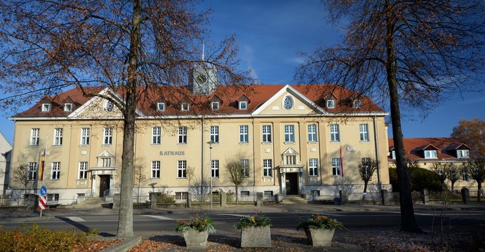 Town Hall in Falkensee in Brandenburg (Rathaus in Falkensee), near Berlin Spandau on November 13, 2016, Germany