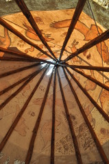 int&eacute;rieur tippie, R&eacute;serve am&eacute;rindienne Huron Wendat, Quebec, Canada