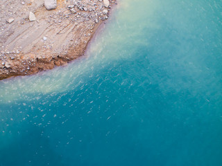 Aerial view of rocky shore