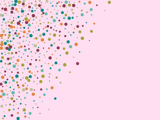 Festive background with multicolored confetti. Yellow, pink, blue circles but against a white background. Flying confetti.