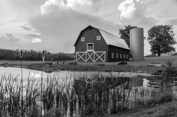 old barn and silo