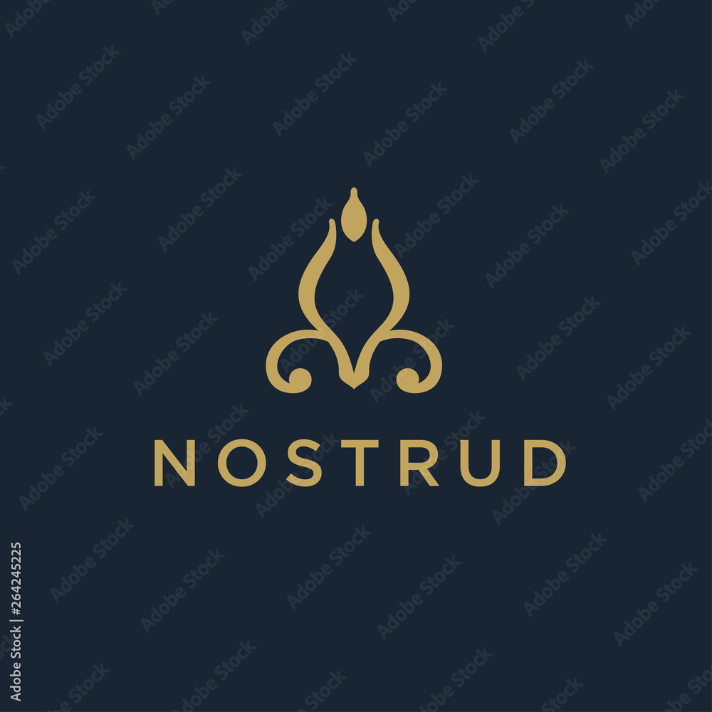 Poster Abstract universal flower logo. Elegant linear vector logotype.