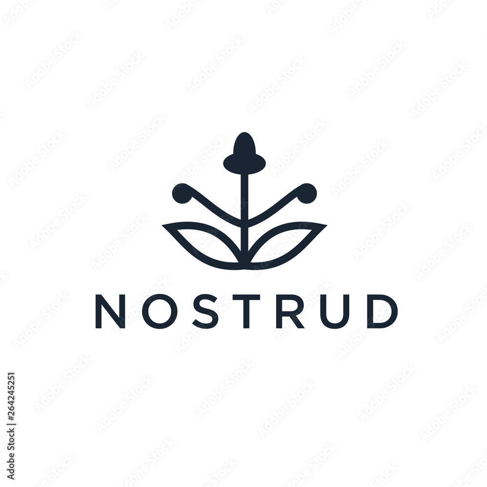 Poster abstract universal flower logo. elegant linear vector logotype.