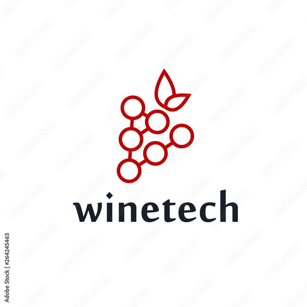 Poster wine technology with round circle connection structure. Modern high tech geometrical icon symbol concept.