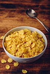 White bowl of corn flakes