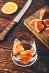 Water infused with red oranges
