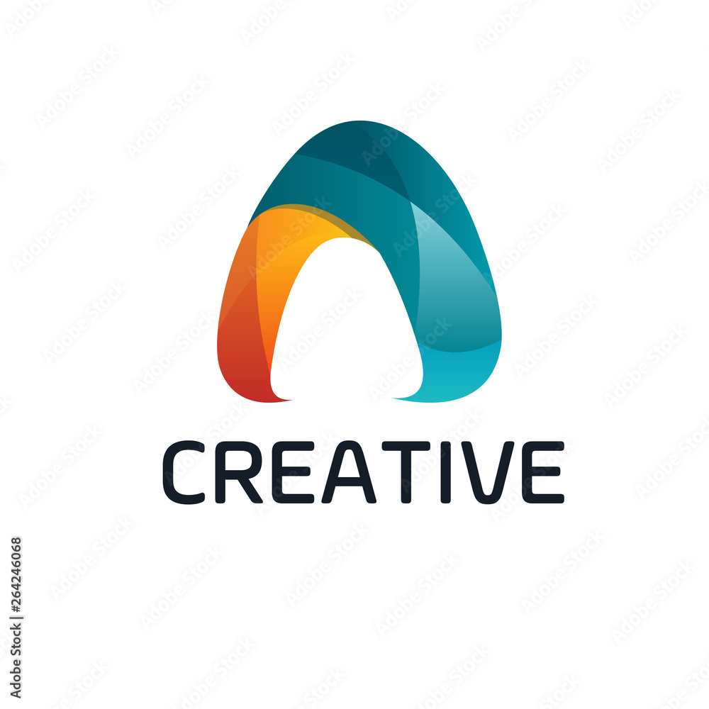 Poster Technology logo simple tech design. Vector creative abstract letter A
