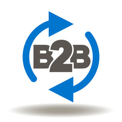 B2B round arrows icon vector. Modern business to business process logo.