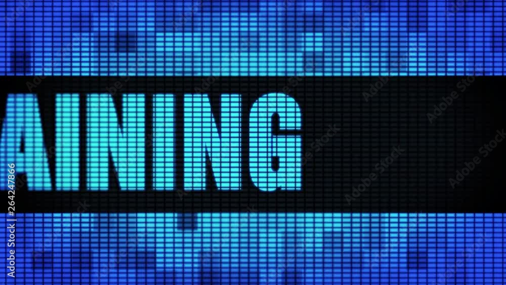 Aufkleber online training front text scrolling on light blue digital led display board pixel light screen loop