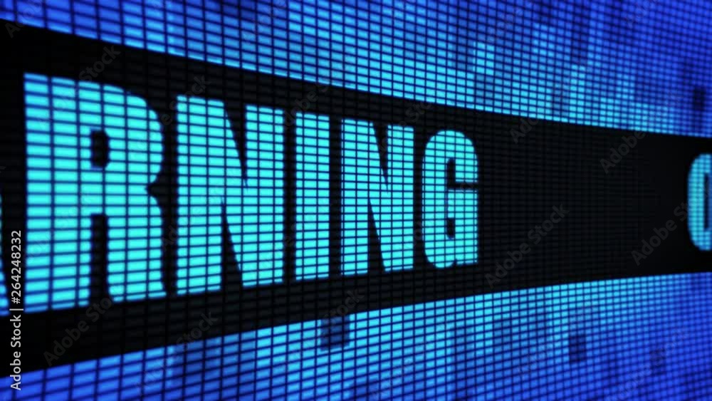 Poster online learning side text scrolling on light blue digital led display board pixel light screen loope