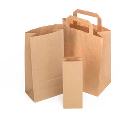 paper shopping bags on a white background