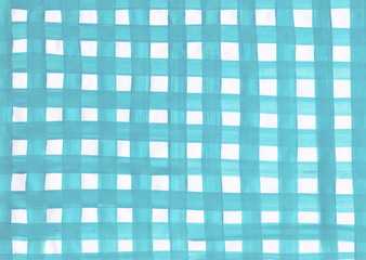 Hand painted blue and white background.Acrylic cross stripes allover seamless pattern.