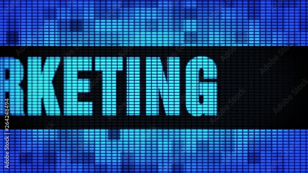 Poster mobile marketing front text scrolling on light blue digital led display board pixel light screen loo
