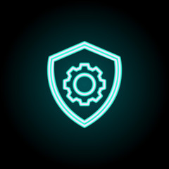 mechanism in the shield line neon icon. Elements of Virus, antivirus set. Simple icon for websites, web design, mobile app, info graphics