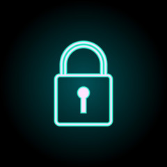 lock neon icon. Elements of Virus, antivirus set. Simple icon for websites, web design, mobile app, info graphics