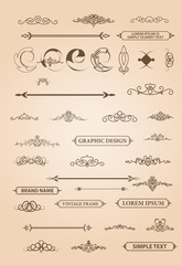 Vintage set decor elements. Decoration for logo