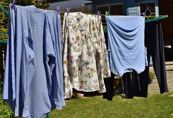 Shirt and tops on line to dry