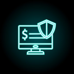 Fototapeta premium protection online banking neon icon. Elements of Virus, antivirus set. Simple icon for websites, web design, mobile app, info graphics