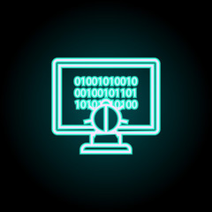 beetle in the digital space neon icon. Elements of Virus, antivirus set. Simple icon for websites, web design, mobile app, info graphics