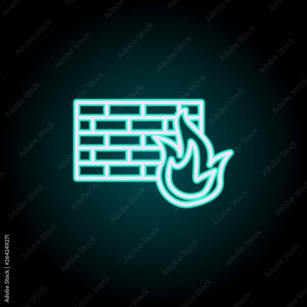 Poster firewall neon icon. elements of virus, antivirus set. simple icon for websites, web design, mobile a