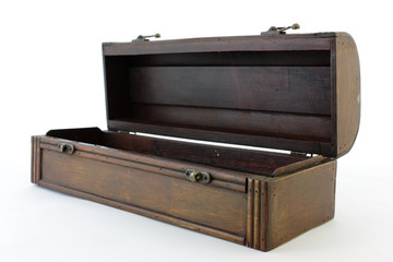 old wooden box on white background