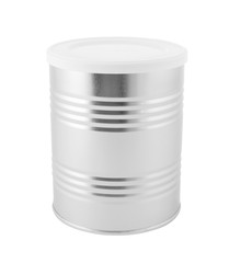 tin can with blank label isolated on white